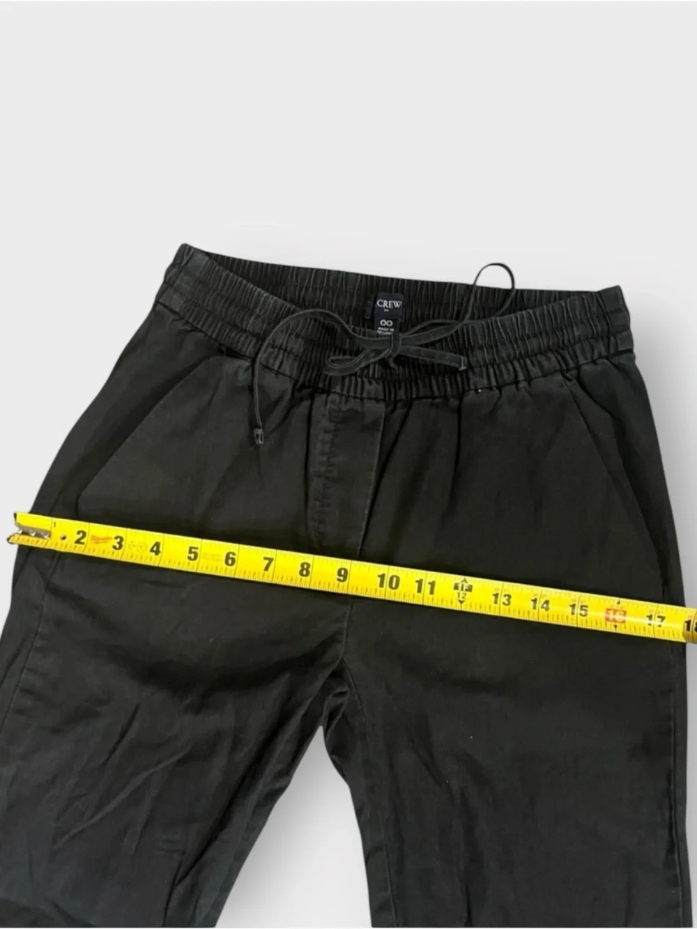J.Crew Black Linen Blend Pull-On Tie Waist Pants 00 Elastic Waist Tapered Cuffed